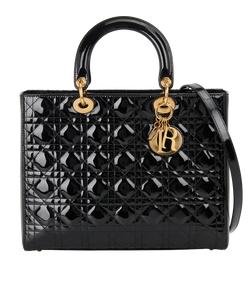 Large Lady Dior, Patent Leather, Black, 05-MA-0029, DB/B/S/AC/RCT, 3*